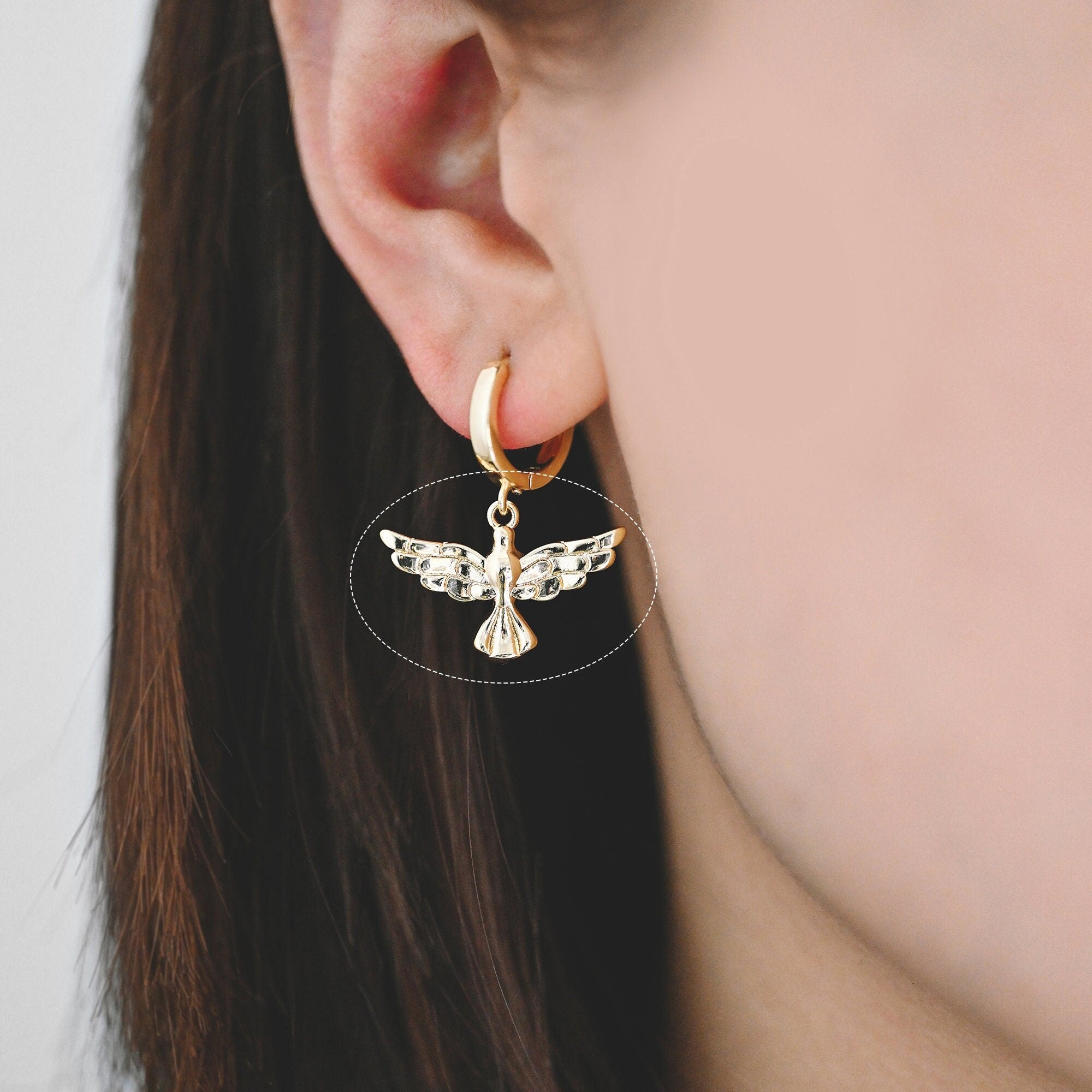 10pcs Gold Eagle Charm, Real Gold plated Brass Bird Pendant, Earring Charm (GB-2691-D)